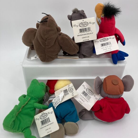 VTG Disney Bean Bag Plush Bundle-Baloo, Iago, Ape, Crock, Smee &Bernard - Picture 2 of 2